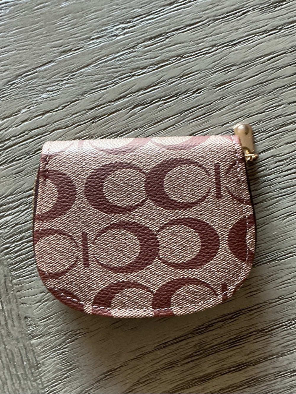 Coach Pink Signature Coin Pouch with Gold Zip